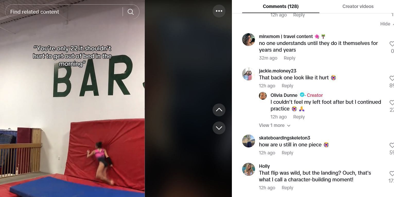 Still taken from Dunne's Tiktok (source: @livvy/Tiktok)